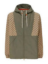 GG Cotton Canvas Zip-Up Jacket Green Beige - GUCCI - BALAAN 2