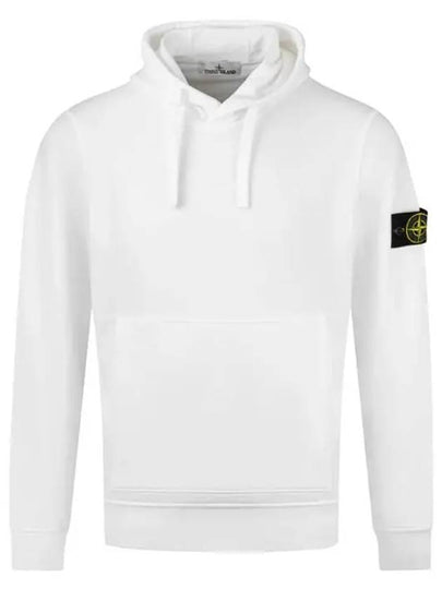 Logo Patch Drawstring Hoodie White - STONE ISLAND - BALAAN 2