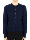 Women's Embroidered Logo Round Neck Cardigan Blue - POLO RALPH LAUREN - BALAAN 3