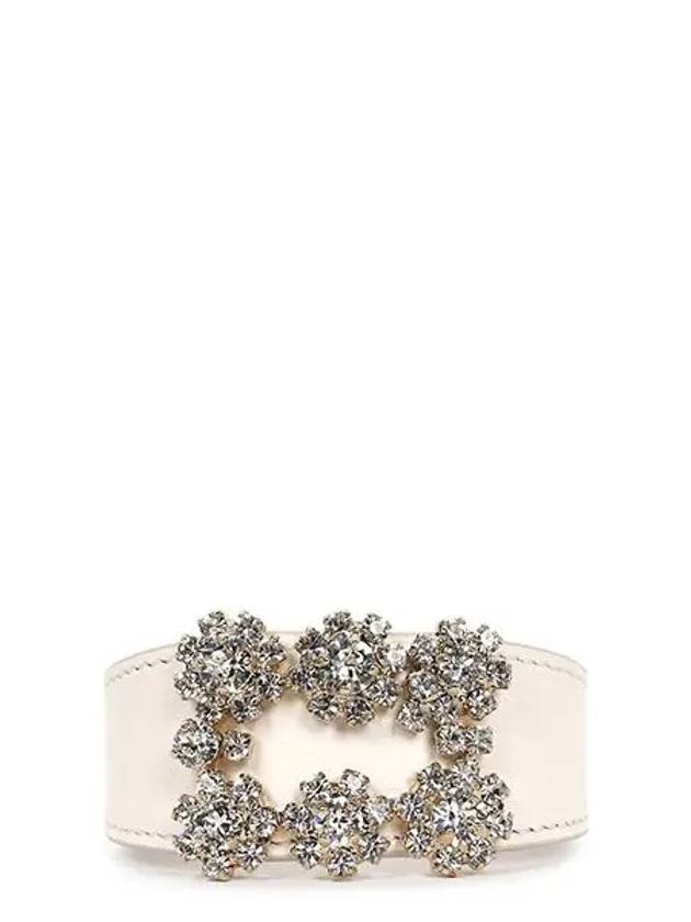 Women's Flower Strass Buckle Bracelet White - ROGER VIVIER - BALAAN 5