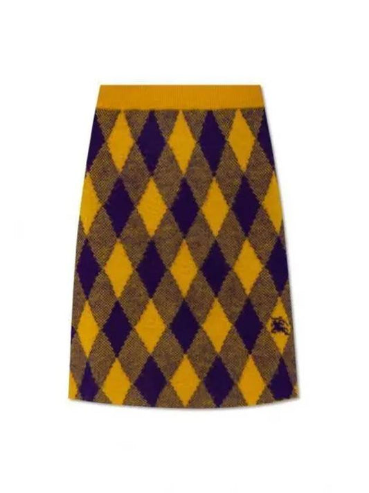 Argyle Check Pattern Knit A-Line Skirt Yellow - BURBERRY - BALAAN 2