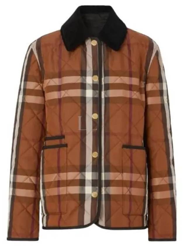 Women's Check Diamond Quilted Jacket Brown - BURBERRY - BALAAN 2