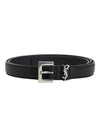 Men's Monogram Grain Belt Black - SAINT LAURENT - BALAAN 1