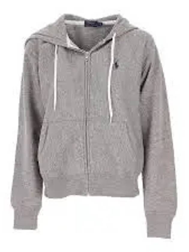 Embroidered Logo Zip Up Hoodie Grey - POLO RALPH LAUREN - BALAAN 2