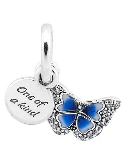 Women's Blue Butterfly Qoute Double Dangle Bracelet Charm Silver - PANDORA - BALAAN 2