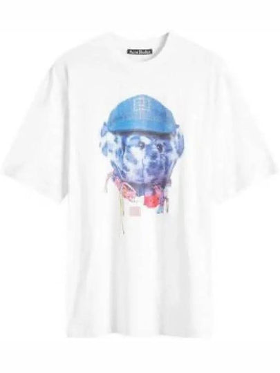 Teddy Face Organic Cotton Short Sleeve T-Shirt White - ACNE STUDIOS - BALAAN 2