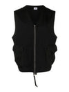 Heavy Jersey Mix Zipper Vest Black - CP COMPANY - BALAAN 2