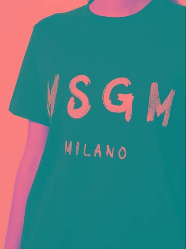 Glitter Logo Crewneck Short Sleeve T Shirt Black - MSGM - BALAAN 6