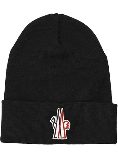 Grenoble logo patch wool beanie - MONCLER - BALAAN 1