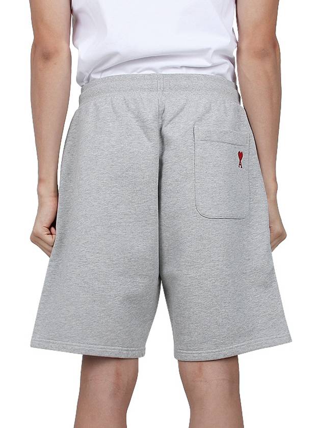 Organic Cotton Fleece Shorts Heather Ash Grey - AMI - BALAAN 6