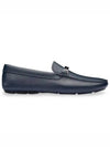 Logo Saffiano Leather Driving Shoes Baltic Blue - PRADA - BALAAN 3