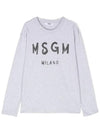 Kids Sketch Logo Long Sleeve T shirt Gray - MSGM - BALAAN 1