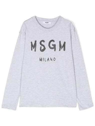 Kids Sketch Logo Long Sleeve T shirt Gray - MSGM - BALAAN 1