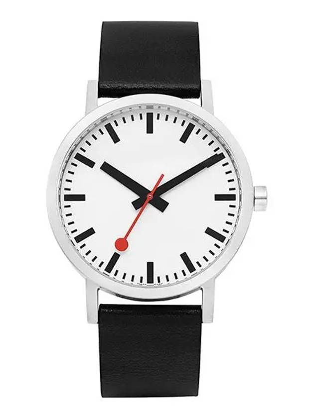 Classic Brushed Case Leather Strap Watch White Black - MONDAINE - BALAAN 2