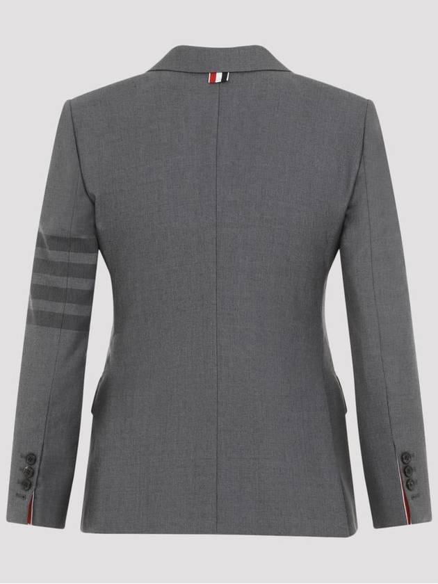 Women's Diagonal Stripe Single Breasted Wool Blazer Jacket Grey - THOM BROWNE - BALAAN 3