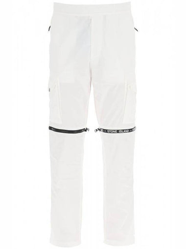 Logo Zipper Cargo Straight Pants White - STONE ISLAND - BALAAN 1