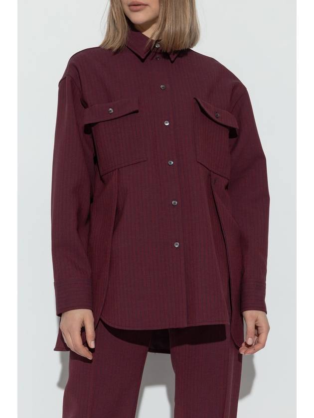 FERRAGAMO Loose-fitting Shirt With A Striped Pattern, Women's, Burgundy - SALVATORE FERRAGAMO - BALAAN 3