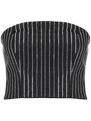 cropped top with sequined stripes - ROTATE - BALAAN 1