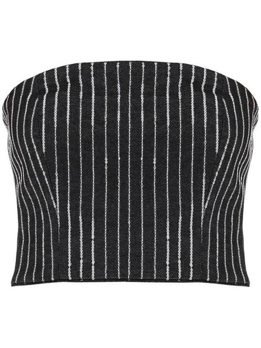 cropped top with sequined stripes - ROTATE - BALAAN 1