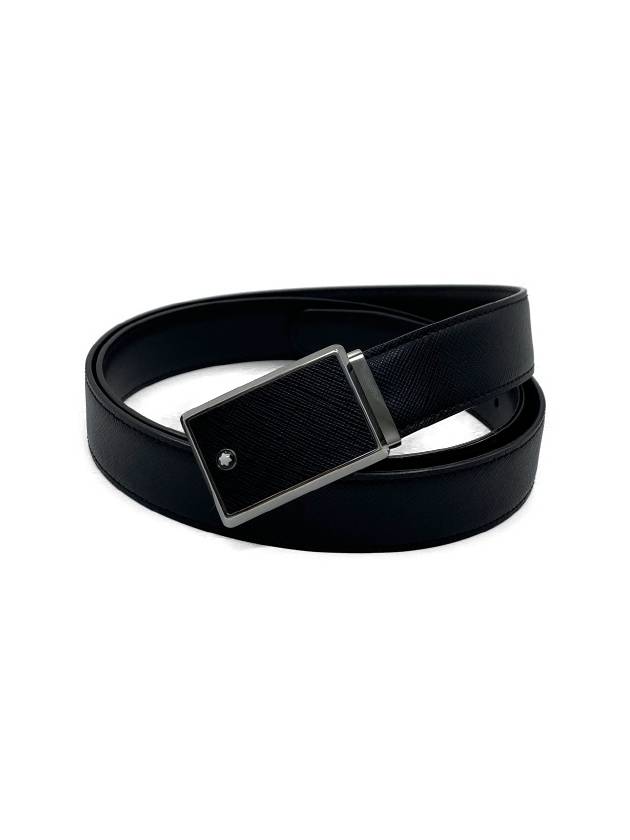 Plate Buckle Saffiano Leather Belt Black - MONTBLANC - BALAAN 4