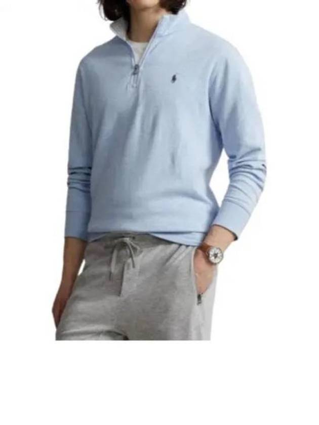 Pony Logo Half Zip Up Sweatshirt Light Blue - POLO RALPH LAUREN - BALAAN 2