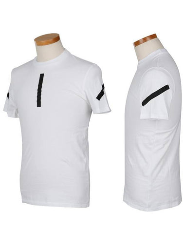 Tape Detail Short Sleeve T-Shirt White - NEIL BARRETT - BALAAN 1