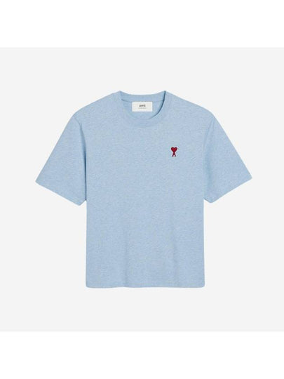 Small Heart Logo Boxy Fit Short Sleeve T-Shirt Light Blue - AMI - BALAAN 2