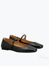 T Logo Mary Jane Flat Black - TOD'S - BALAAN 2