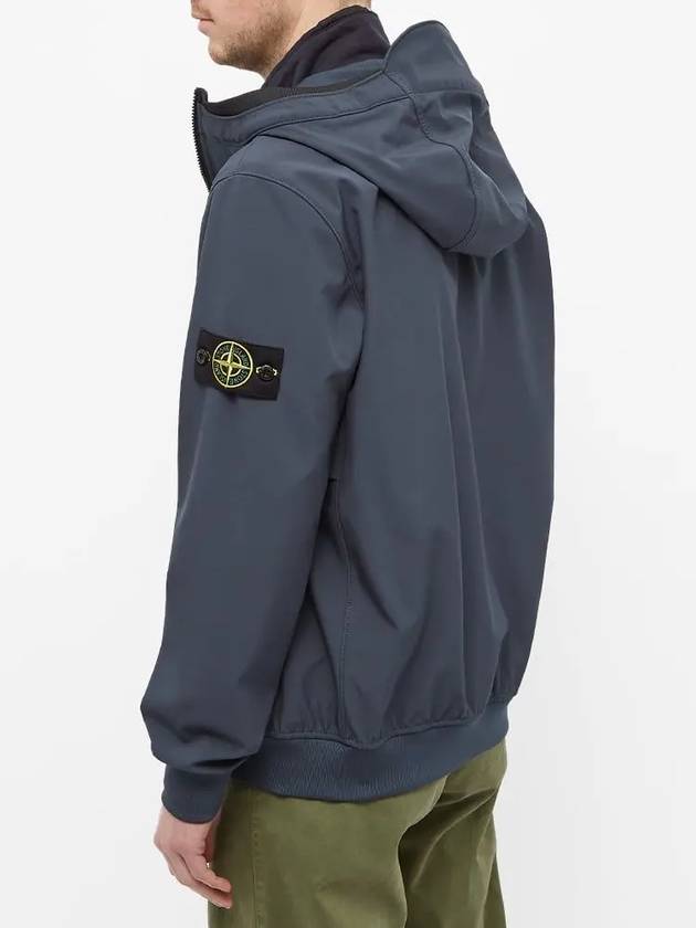 Wappen Patch Soft Shell Hoodie Jacket Avio Blue - STONE ISLAND - BALAAN.