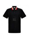 Logo Stripe Short Sleeve Polo Shirt Black - BURBERRY - BALAAN 2