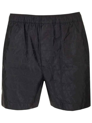 Icograph Pattern Nylon Swim Shorts Black - VALENTINO - BALAAN 1