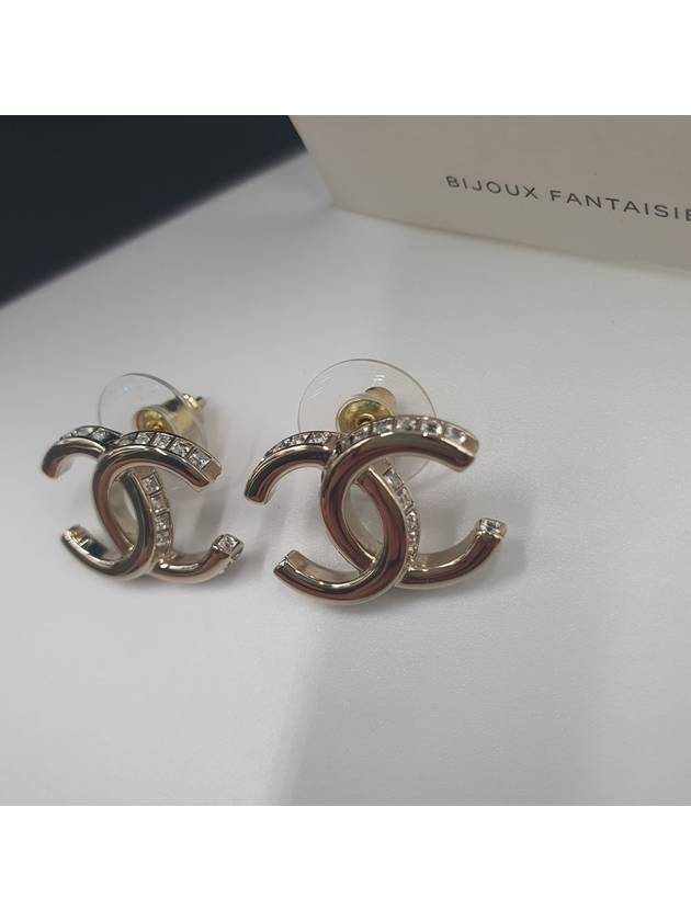 CC Logo Crystal Stud Earrings Gold - CHANEL - BALAAN 5