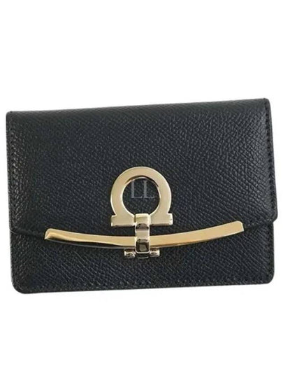 Gancini Calfskin Card Wallet Black - SALVATORE FERRAGAMO - BALAAN 2