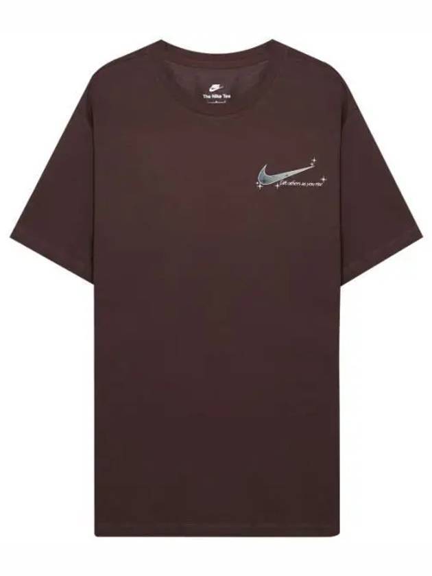 Men's Sportswear Logo Print Cotton Short Sleeve T-Shirt Brown - NIKE - BALAAN 1