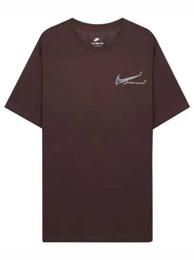 Men's Sportswear Logo Print Cotton Short Sleeve T-Shirt Brown - NIKE - BALAAN 1