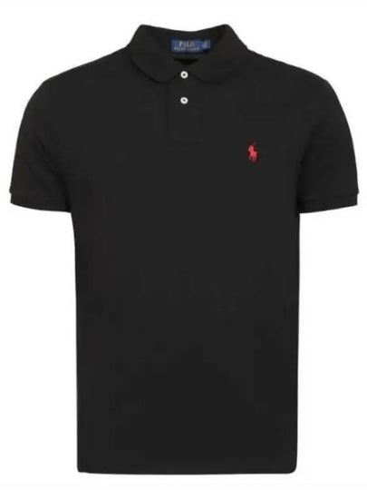 Men's Red Embroidered Logo Polo Shirt Black - POLO RALPH LAUREN - BALAAN 2