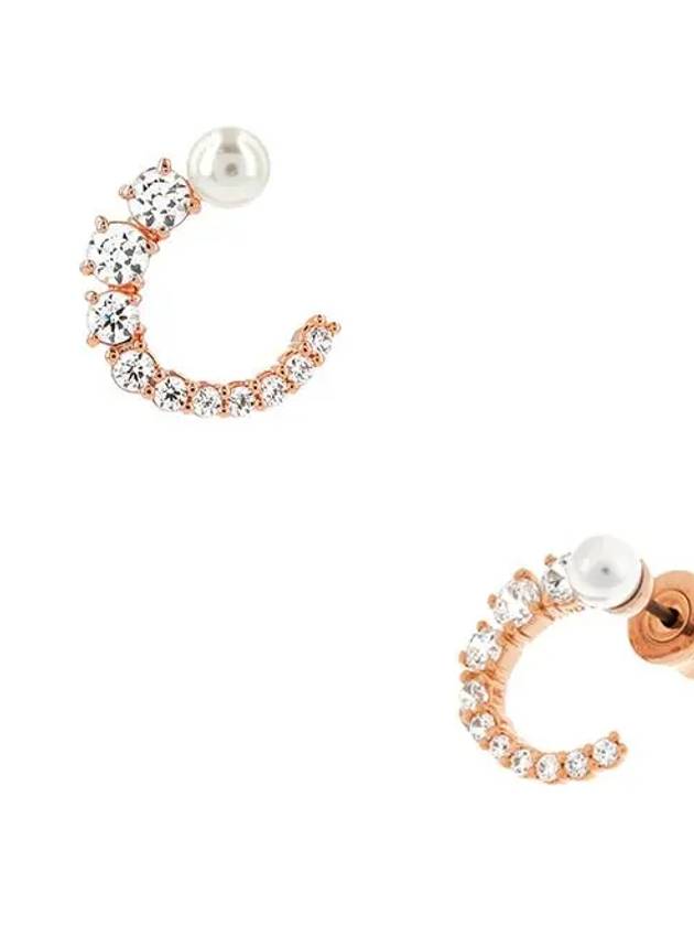 Matrix Hoop Round Cut Earrings Rose Gold - SWAROVSKI - BALAAN 4