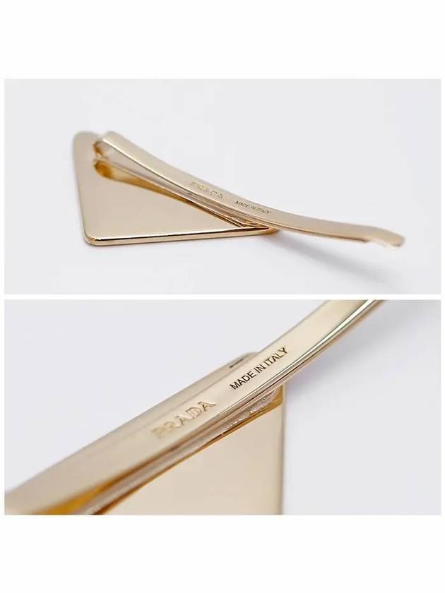 Triangle Logo Hair Clip Gold Black - PRADA - BALAAN 4