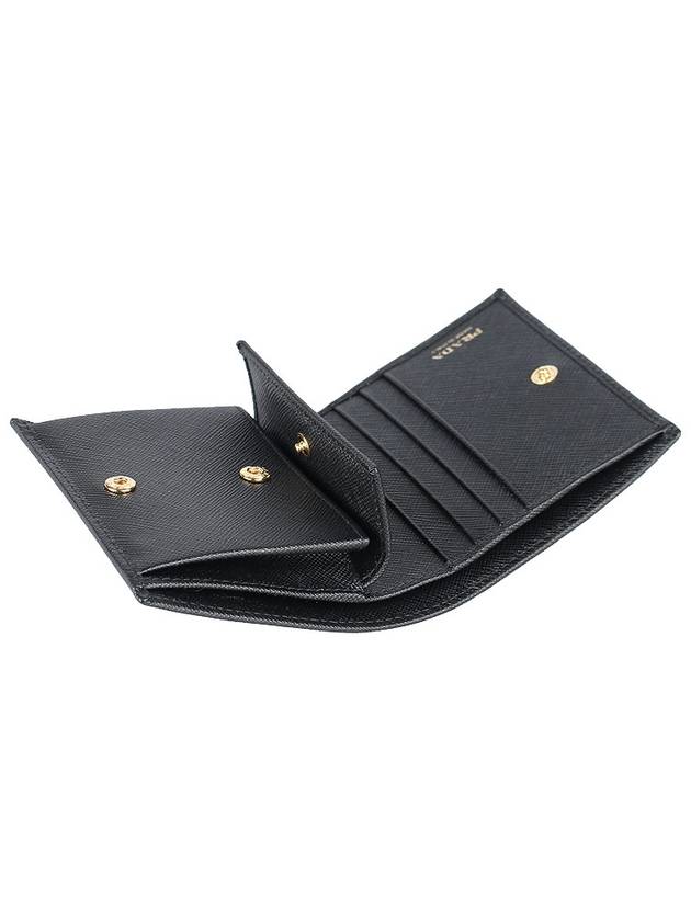 Gold Hardware Triangle Logo Saffiano Half Wallet Black - PRADA - BALAAN 9