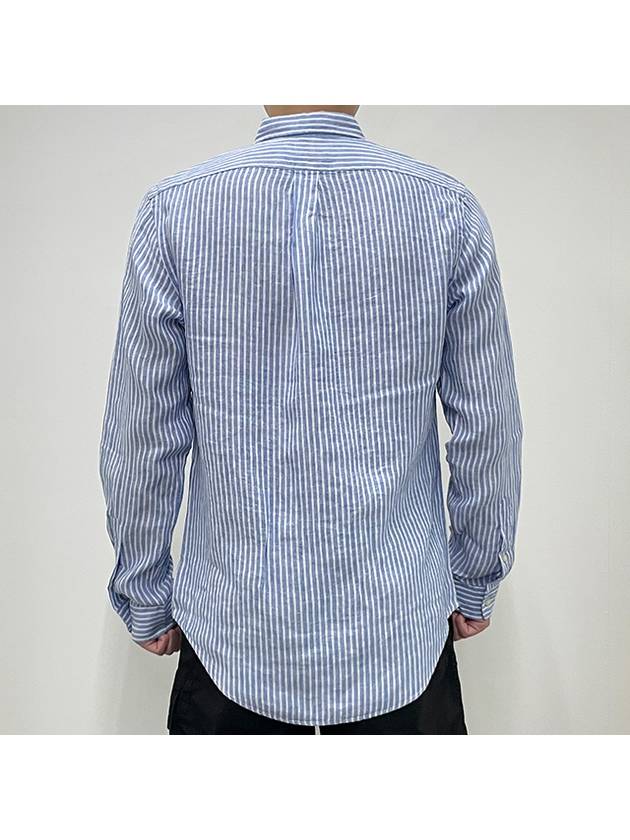 Striped Logo Long Sleeve Shirt Blue - POLO RALPH LAUREN - BALAAN 5