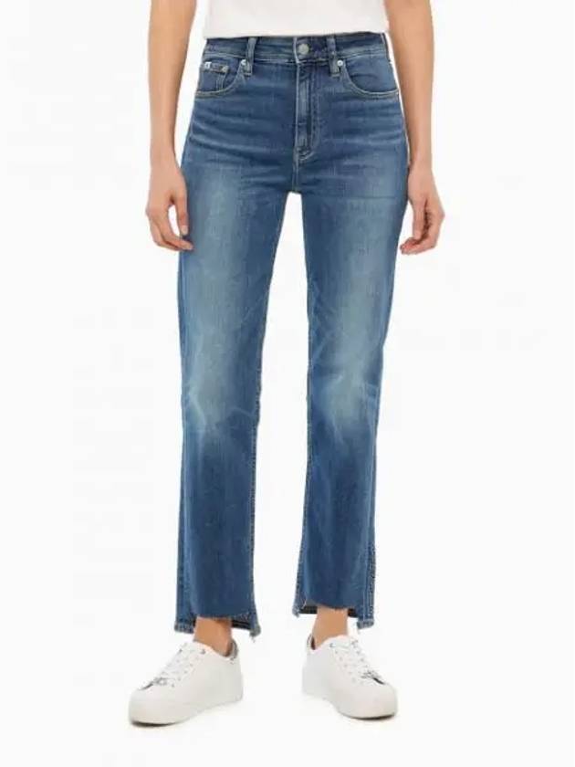 JEANS Women s Dark Blue High Rise Slim Straight Fit Denim J221696 1A4 - CALVIN KLEIN - BALAAN 1