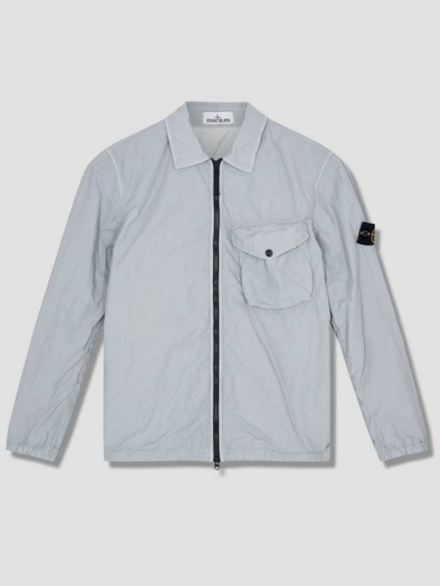 Naslan overshirt black light gray sage green, mid blue 751511803 - STONE ISLAND - BALAAN 3