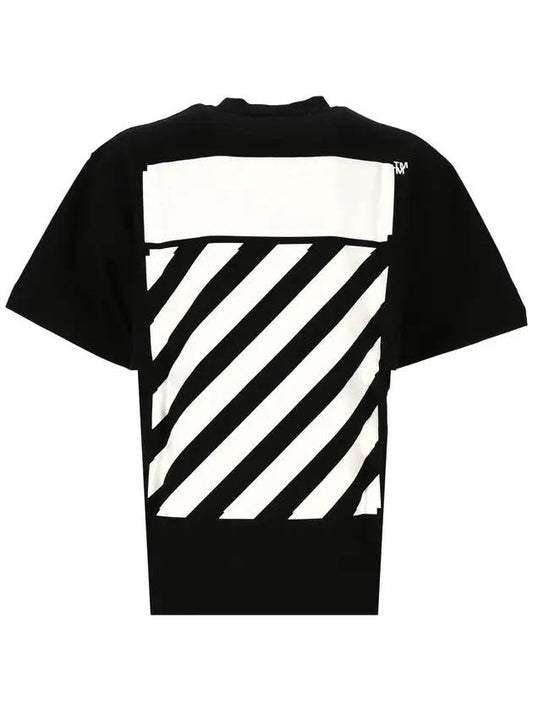 Diagonal Print Short Sleeve T-Shirt Black - OFF WHITE - BALAAN 1