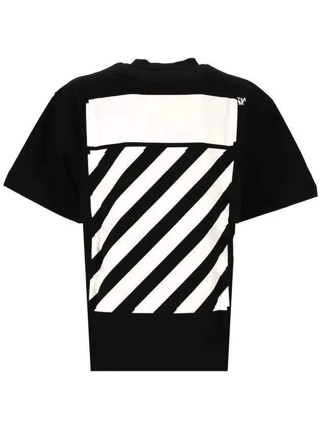 Diagonal Print Short Sleeve T-Shirt Black - OFF WHITE - BALAAN 1