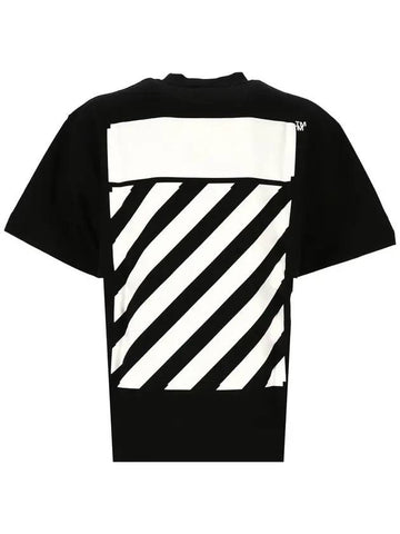 Diagonal Print Short Sleeve T-Shirt Black - OFF WHITE - BALAAN.