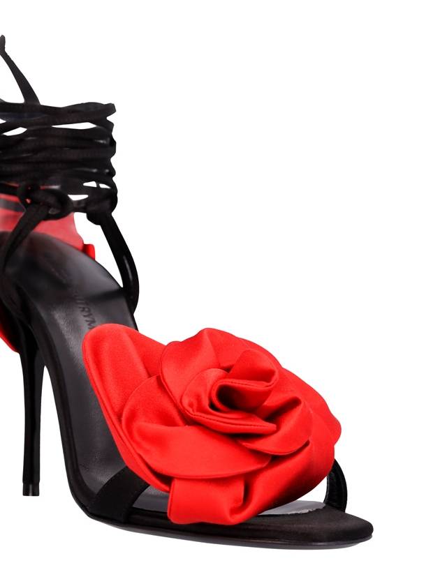 RE23 FLOWER SHOES BLACK SATIN RED FLOWER - MAGDA BUTRYM - BALAAN 4