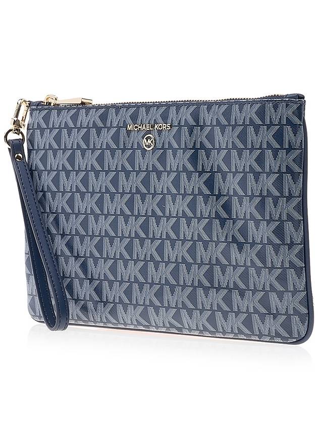 Jet Set Monogram Leather Clutch Bag Navy - MICHAEL KORS - BALAAN 3