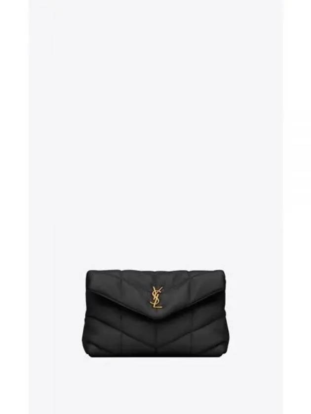 Quilting Puffer Small Clutch Bag Black - SAINT LAURENT - BALAAN 2