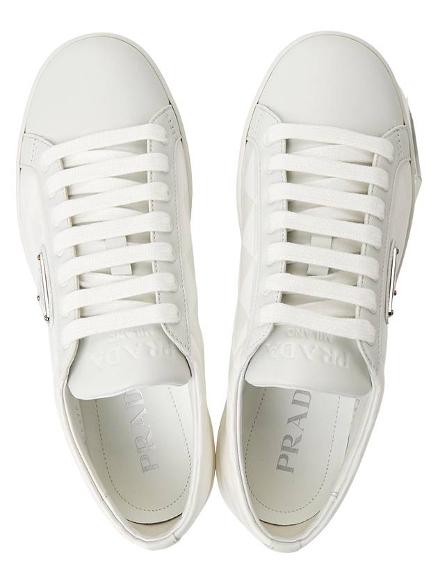 Triangle Logo Leather Re-Nylon Low Top Sneakers White - PRADA - BALAAN 3