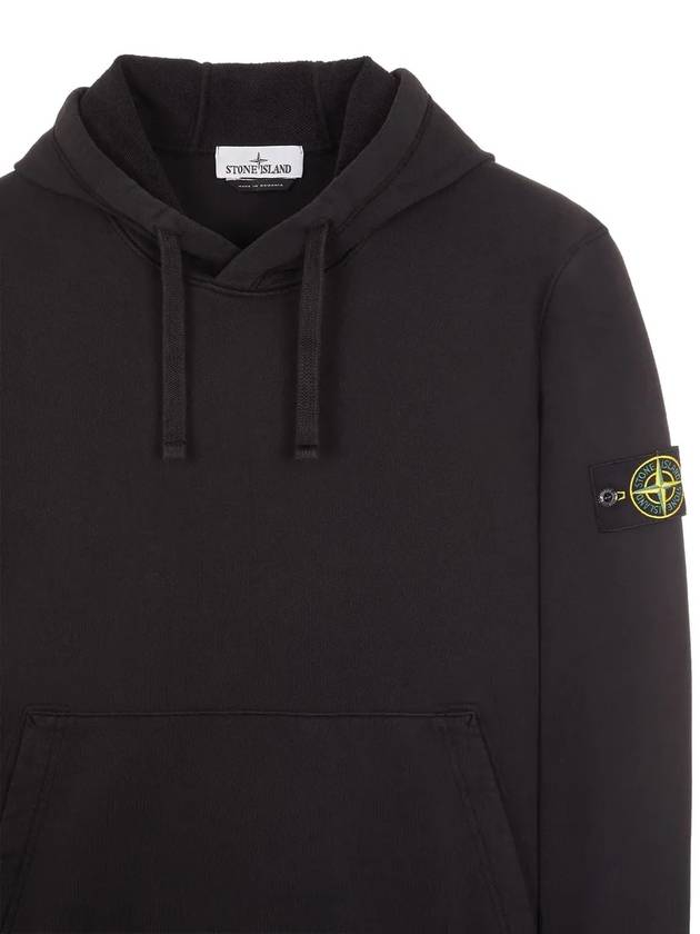 Logo Patch Cotton Fleece Hoodie Black - STONE ISLAND - BALAAN 4